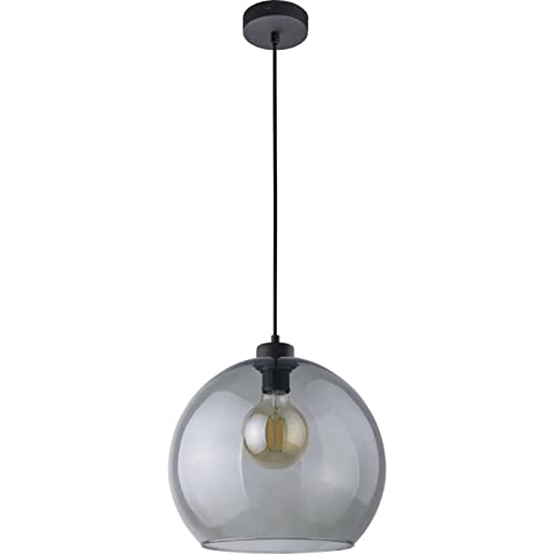 famlights Pendelleuchte & Hängeleuchte in Schwarz-transparent 1-flammig Modern zeitlose ZOE E27 Glas Esszimmer Schlafzimmer | 1-flammig von famlights