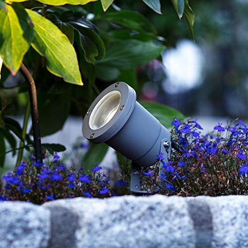 Gartenbeleuchtung Aussenstrahler erdspieß für tolle Baumbeleuchtung - perfekter Strahler mit Erdspießstrahler für den Garten - außenleuchte erdspiess 230V 35W, dreh- und schwenkbar, hellgrau von famlights