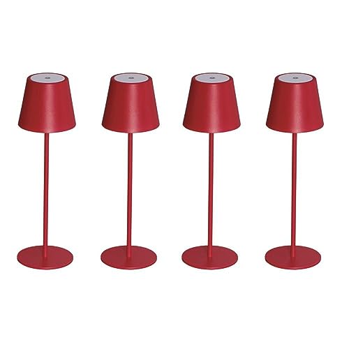 Led Akku Tischlampe Rot 4er Set stufenlos dimmbar IP54 - Tischlampe Esstisch 3000k,Led Stehlampe batteriebetrieben 369mm, Nachttisch Lampe nachttisch lampe kabellos, Led Tischleuchte kabellos von famlights