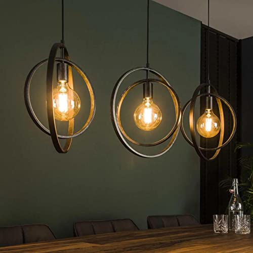 famlights Vintage Deckenlampe Henrik in Grau für Esstisch/Retro Pendelleuchte/Esszimmerlampe industrial Dimmbar Hängelampe Metall Esszimmer/Deckenleuchte Pendelleuchte Hängeleuchte E27 von famlights