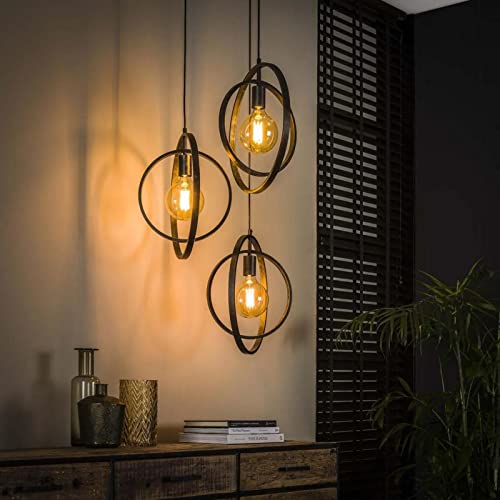 famlights Vintage Deckenlampe Henrik in Grau für Esstisch/Esszimmerlampe industrial Dimmbar Hängelampe Metall Esszimmer/Retro Pendelleuchte/Deckenleuchte Pendelleuchte Hängeleuchte E27 von famlights