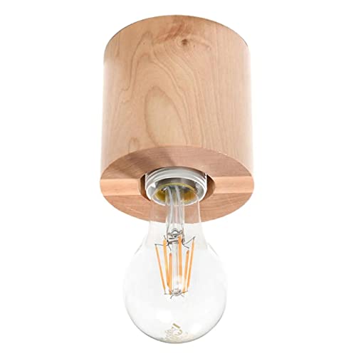 famlights Deckenlampe & Deckenbeleuchtung Sami in Natur-hell Skandinavisch SALGADO E27 Holz Wohnzimmer Esszimmer | 1-flammig von famlights