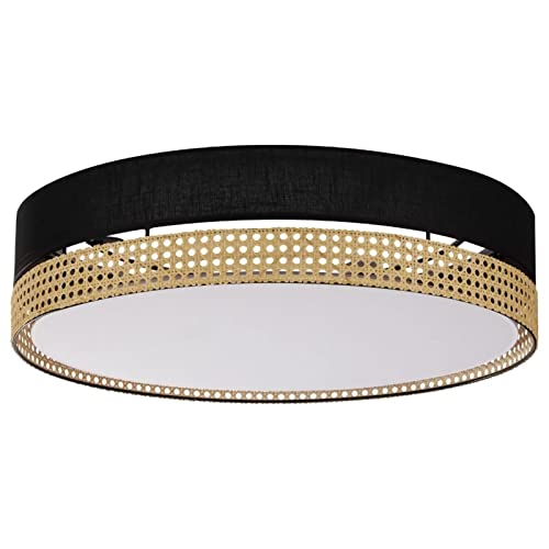 famlights Deckenlampe & Deckenbeleuchtung in Schwarz und Braun 4-flammig 600mm Ethno Vintage JAY E27 Stoff Esszimmer Flur | 4-flammig von famlights