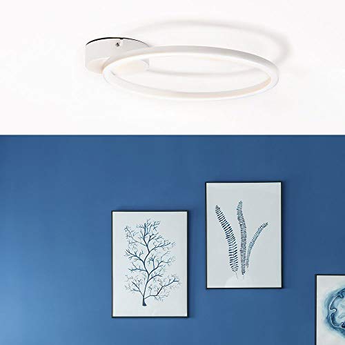 famlights Deckenleuchte Deckenlampe & Deckenlichter LED in Weiß rund Modern zeitlose JUNA Stahl Wohnzimmer Küche | 1-flammig von famlights