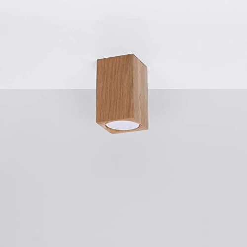 famlights Deckenstrahler Deckenspots & Aufbaustrahler Deckenspot Kale in Eiche 100mm Skandinavisch KEKE GU10 Holz Wohnzimmer Esszimmer | 1-flammig von famlights