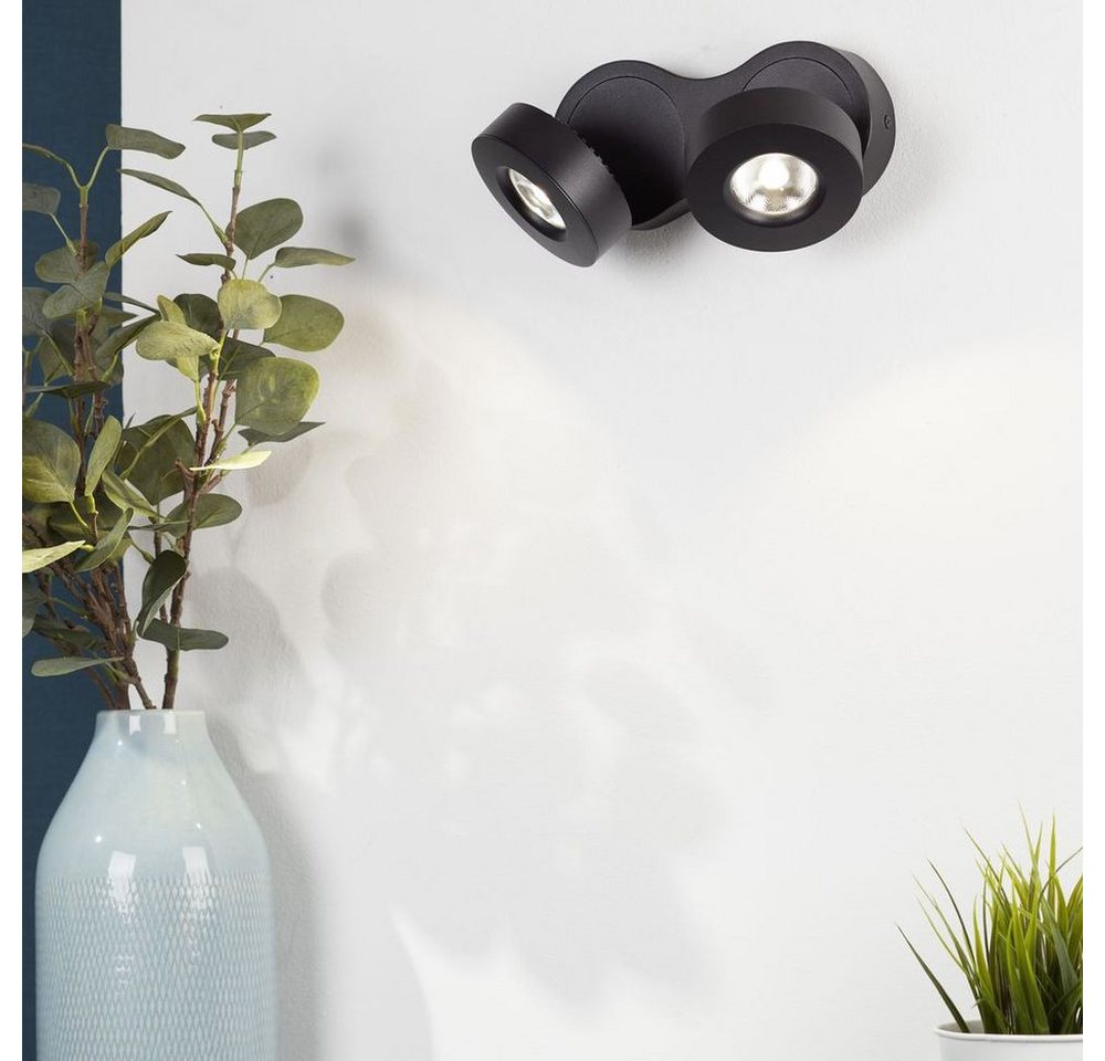 famlights Deckenstrahler famlights, LED Spot Eliana aus Metall in Schwarz schwenkbar 2-Flammig, LED von famlights