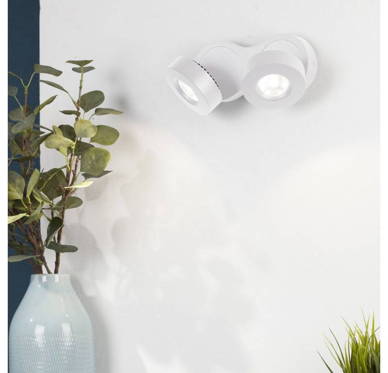 famlights Deckenstrahler famlights, LED Spot Eliana aus Metall in Weiß schwenkbar 2-flammig, LED von famlights