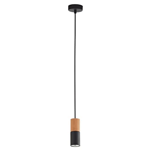 famlights Hängelampe Pendelleuchte Esstisch in Schwarz und Braun 1-flammig rund Modern schlichte JOHANNA GU10 Metall Esszimmer Flur | 1-flammig von famlights