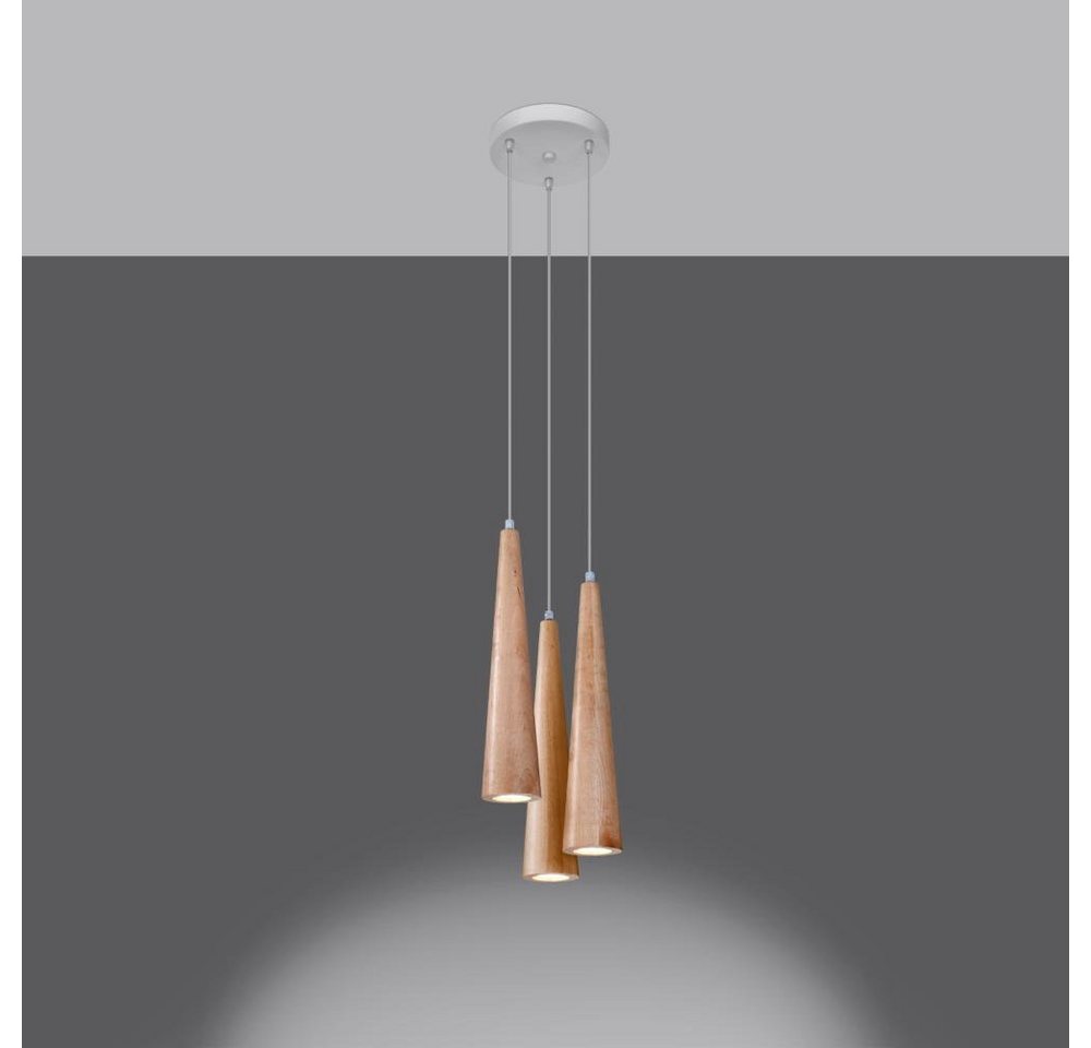 famlights Hängeleuchte, Pendelleuchte Suna in Natur-hell GU10 3-flammig, keine Angabe, Leuchtmittel enthalten: Nein, warmweiss, Hängeleuchte, Pendellampe, Pendelleuchte von famlights