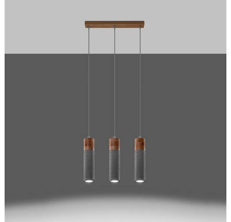 famlights Hängeleuchte, Pendelleuchte Zeb in Grau und Natur-hell GU10 3-flammig, keine Angabe, Leuchtmittel enthalten: Nein, warmweiss, Hängeleuchte, Pendellampe, Pendelleuchte von famlights