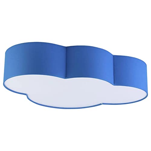 famlights Kinderzimmer Deckenleuchte Malte aus Stoff, Blau in Wolken Form, 4-Flammig, E27 | Kinderzimmerleuchte Jungen & Mädchen | Baby Deckenlampe| Deckenbeleuchtung Himmel Design | Kinderzimmerlampe von famlights