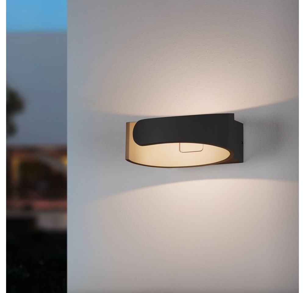 famlights LED Außen-Wandleuchte, LED Außenwandleuchte Sven aus Aluminium in Anthrazit, keine Angabe, Leuchtmittel enthalten: ja, fest verbaut, LED, warmweiss, Aussenlampe, Aussenwandleuchte, Outdoor-Leuchte von famlights