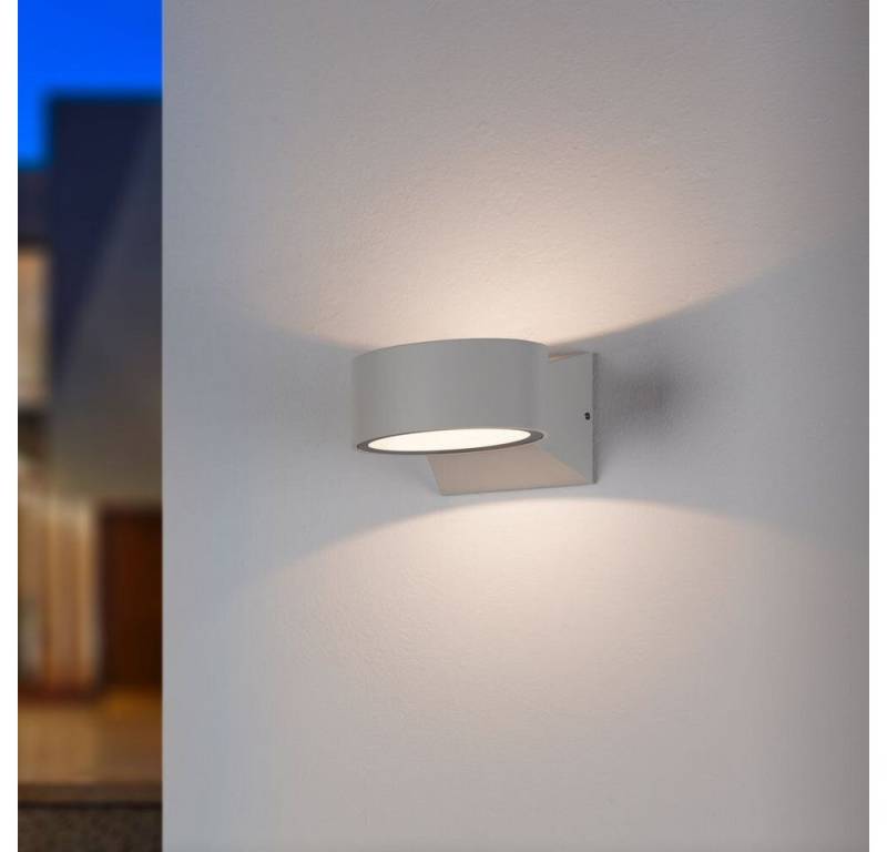 famlights LED Außen-Wandleuchte Nina, Farbe: Weiß-matt, Ja, fest verbaut, Warmweiß von famlights