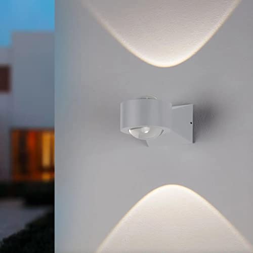 famlights LED Außenwandleuchte Sandro aus Aluminium in Weiß-Matt | Außenwandstrahler modern Außenleuchte Wegeleuchte Uplight Downlight Treppenhaus Außenstrahler Hauseingangsleuchte Gartenleuchte IP44 von famlights