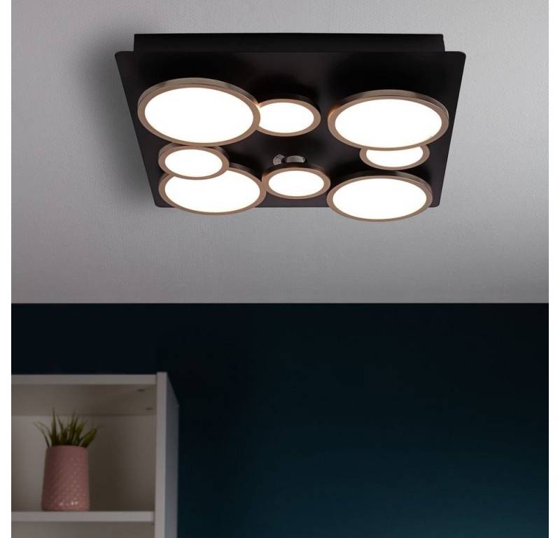 famlights LED Deckenleuchte, LED Deckenleuchte Margarete Square in Schwarz mit Leuchtmitteln in, keine Angabe, Leuchtmittel enthalten: Ja, LED, warmweiss, Deckenlampe von famlights