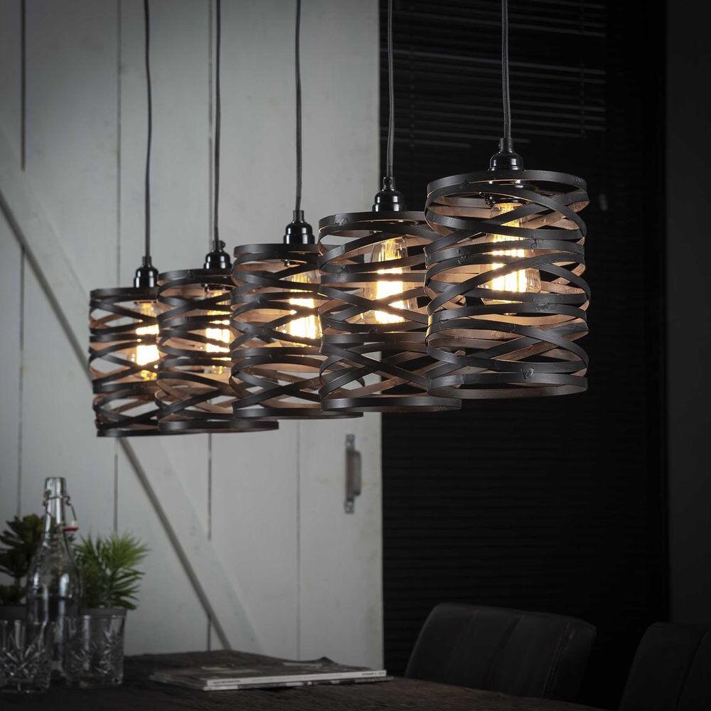 famlights | Pendelleuchte Dalia in Grau 5xE27 von famlights