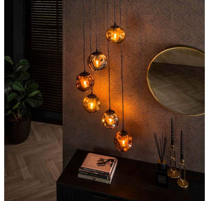 famlights Pendelleuchte famlights, Pendelleuchte Frana in Mehrfarbig und Schwarz E27 von famlights