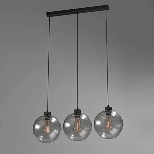 famlights Pendelleuchte & Hängeleuchte in Graphit 3-flammig Modern zeitlose ZOE E27 Glas Esszimmer Schlafzimmer | 3-flammig von famlights