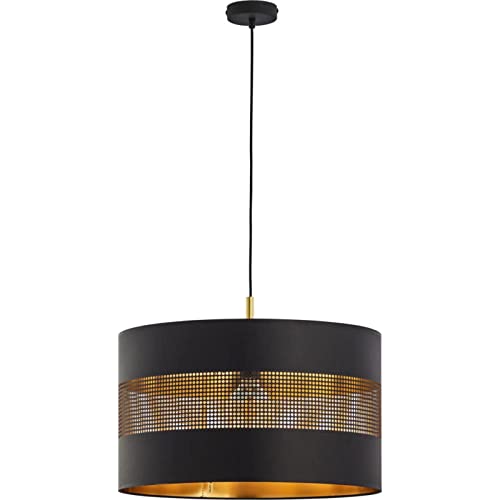 famlights Pendelleuchte & Hängeleuchte in Schwarz und Gold 1-flammig Modern zeitlose NINO E27 Metall Esszimmer Schlafzimmer | 1-flammig von famlights