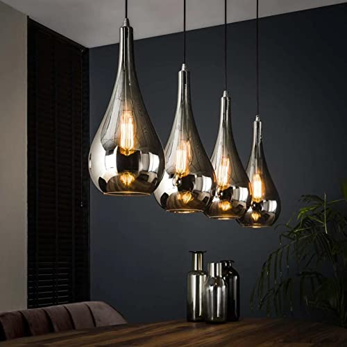 famlights Retro Pendellampe Emilio für Esstisch/Hängeleuchte rustikal/Vintage Pendelleuchte/Esszimmerlampe industrial/Dimmbar 4- flammige Hängelampe Glas/Deckenleuchte/Pendelleuchte E27 von famlights