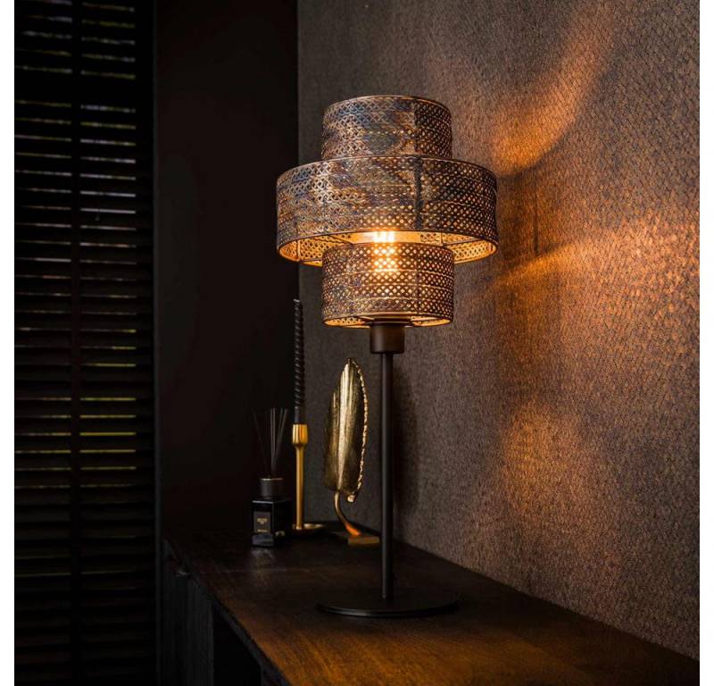 famlights Tischleuchte famlights, Tischleuchte Charlot in Grau und Schwarz E27 von famlights