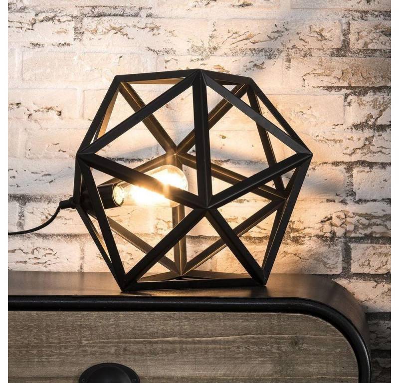 famlights Tischleuchte famlights, Tischleuchte Ileyna aus Metall in Schwarz E27 von famlights