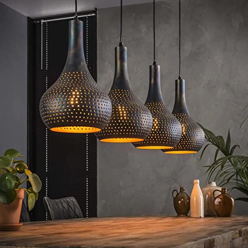 famlights Vintage Deckenlampe Nela in Braun für Esstisch/Retro Pendelleuchte/Esszimmerlampe industrial Dimmbar Hängelampe Metall Esszimmer/Deckenleuchte Pendelleuchte Hängeleuchte E27 von famlights