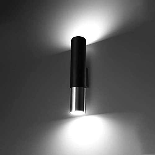 famlights Wandleuchte Innen Wandlampe Wand Lampe Loys in Schwarz und Chrom 2-flammig Modern LOOPEZ GU10 Stahl Wohnzimmer Esszimmer | 2-flammig von famlights