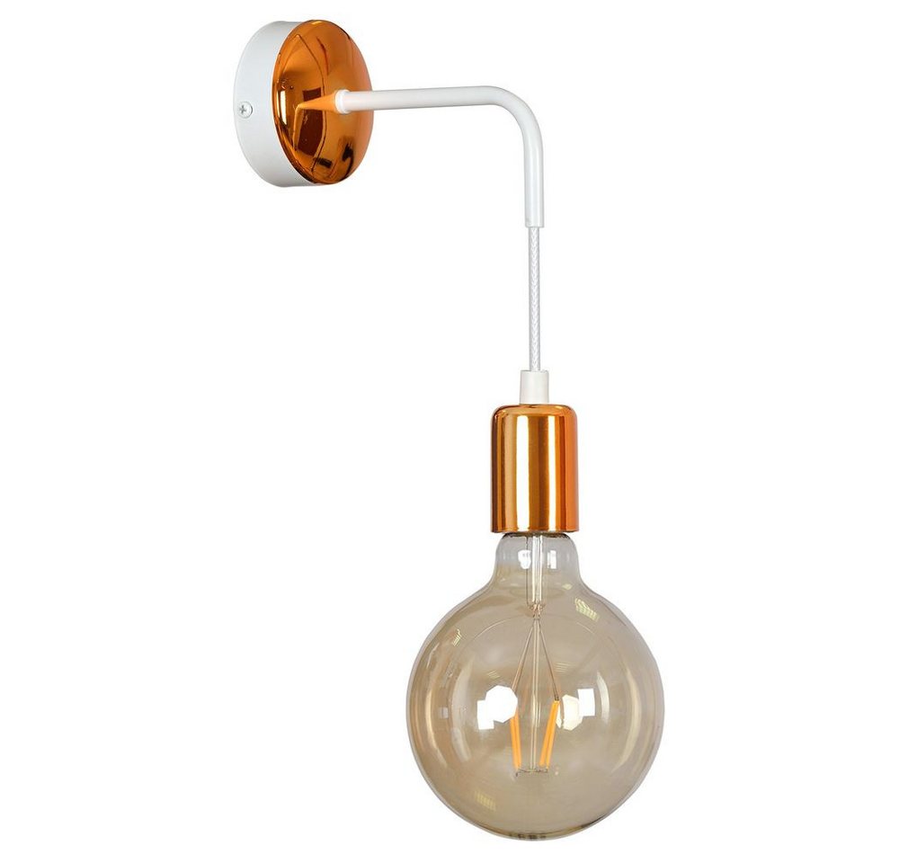 famlights Wandleuchte famlights, Wandleuchte Sönke aus Metall in Weiß und Kupfer 1xE27 von famlights