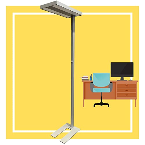 famlights dimmbare LED Tageslichtlampe Stehlampe Mordern - Stehlampe Büro Up-Downlight - mit 4.000 K hellem Licht - Schreibtisch Stehlampe für EIN helles Office - modern, Silber Lichtsäule… von famlights