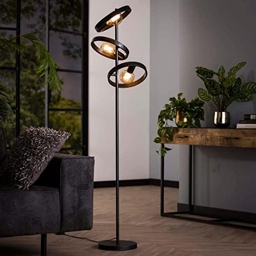 famlights in Schwarz 3-flammig industrielle Dekorativ CHRISTOPHER E27 Metall Esszimmer Flur | 3-flammig von famlights