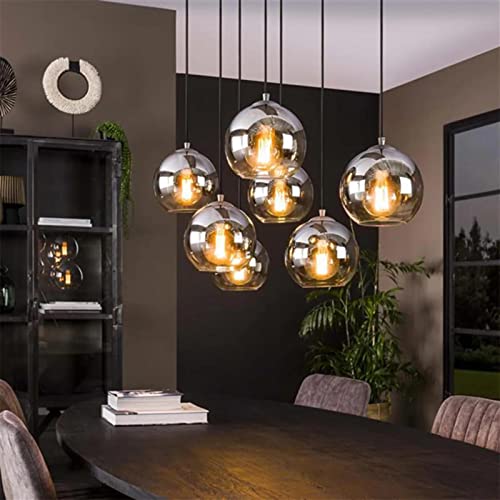 famlights in Transparent 7-flammig industrielle Dekorativ LEANA E27 Glas Wohnzimmer Esszimmer | 7-flammig von famlights