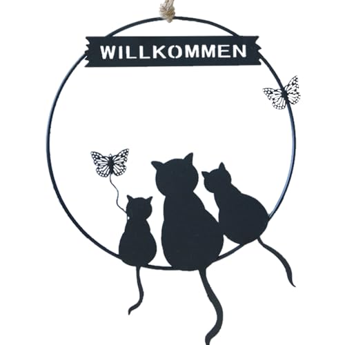 Türschild Türkranz Willkommen Metall (schwarz) von famos