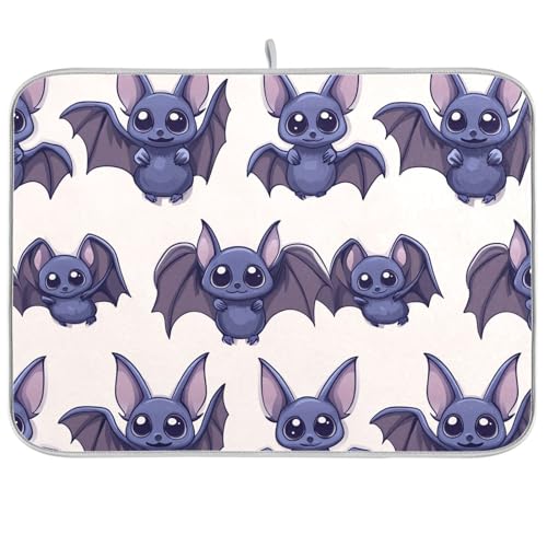 Abtropfmatte mit Fledermausmotiv, violett, für Küche, Arbeitsplatte, Dekoration, Abtropfgestell, Küche, hitzebeständige Matte, 45,7 x 61 cm Abtropfmatte mit Fledermausmotiv, violett, für Küche, Arbeitsplatte, Dekoration, Abtropfgestell, Küche, hitzebeständige Matte, 45,7 x 61 cm von famyily