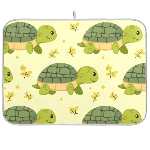 Abtropfmatte mit grüner Schildkröte, Küchenunterlagen für Theke, Abtropfmatte, hitzebeständig, 40,6 x 45,7 cm Abtropfmatte mit grüner Schildkröte, Küchenunterlagen für Theke, Abtropfmatte, hitzebeständig, 40,6 x 45,7 cm von famyily