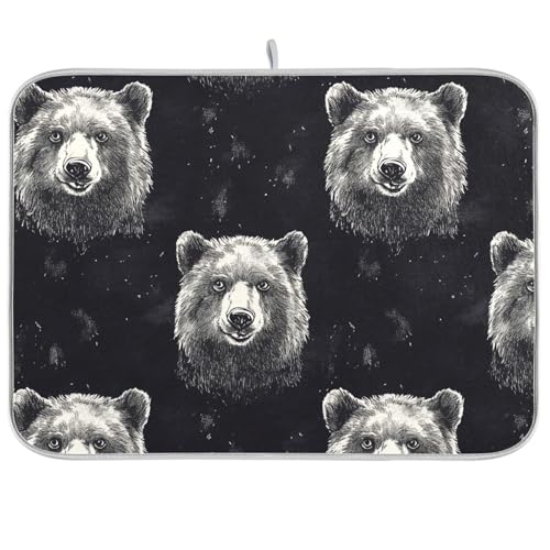 Bear Abtropfmatte, Abtropfmatte für Küche, Theke, Abtropfbrett, wasserabsorbierende Pads für Küche, 45,7 x 61 cm, Schwarz Bear Abtropfmatte, Abtropfmatte für Küche, Theke, Abtropfbrett, wasserabsorbierende Pads für Küche, 45,7 x 61 cm, Schwarz von famyily