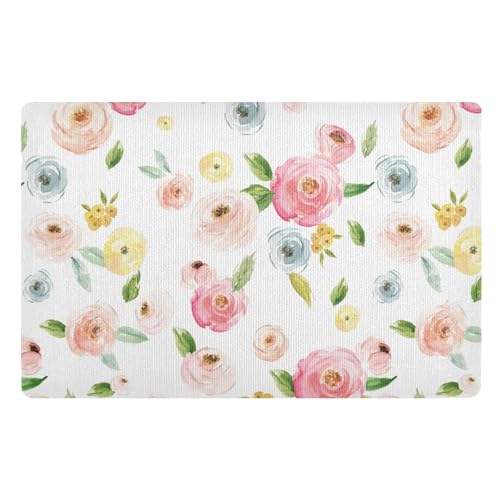 Bodenmatte mit buntem Vintage-Blumenmuster, staubdicht, 81,3 x 50,8 cm, rutschfeste Gummi-Unterseite, für den Außenbereich, Eingang, Innenbereich, Eingangsbereich, Urlaub, Eingang von famyily