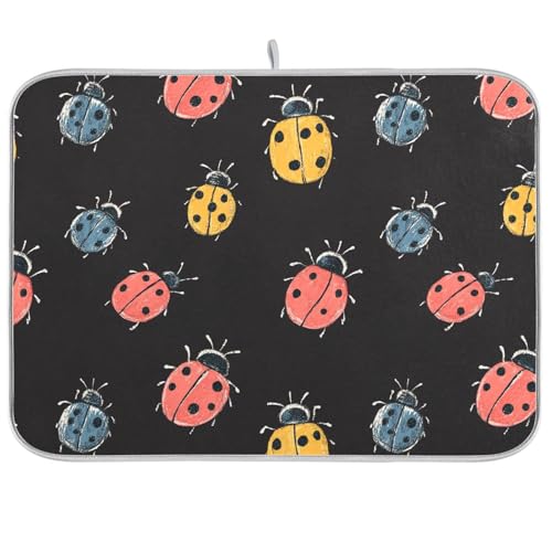 Bunte Marienkäfer-Geschirrmatte, Küchenunterlagen für Theke, Arbeitsplatte, saugfähige Matte, 45,7 x 61 cm Bunte Marienkäfer-Geschirrmatte, Küchenunterlagen für Theke, Arbeitsplatte, saugfähige Matte, 45,7 x 61 cm von famyily