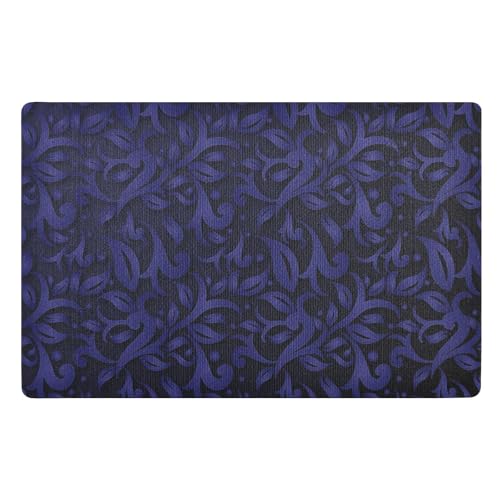 Fußmatte mit Vintage-Blumen, 81,3 x 50,8 cm, rutschfeste Gummi-Unterseite, für Innen- und Außenbereich, für alle Jahreszeiten, waschbar, für Terrasse, Veranda, Blau von famyily