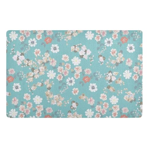 Fußmatte mit buntem Vintage-Blumenmuster, 81,3 x 50,8 cm, rutschfeste Gummi-Unterseite, für den Eingangsbereich, Vorder- und Hintertür von famyily