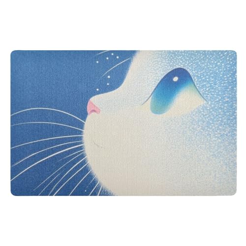 Fußmatte mit niedlicher weißer Katze, 81,3 x 50,8 cm, rutschfest, Gummi, flaches Profil, Eingangsmatte, extra Läufer für Treppen, Terrasse, Garage, Waschküche, Balkon Fußmatte mit niedlicher weißer Katze, 81,3 x 50,8 cm, rutschfest, Gummi, flaches Profil, Eingangsmatte, extra Läufer für Treppen, Terrasse, Garage, Waschküche, Balkon von famyily