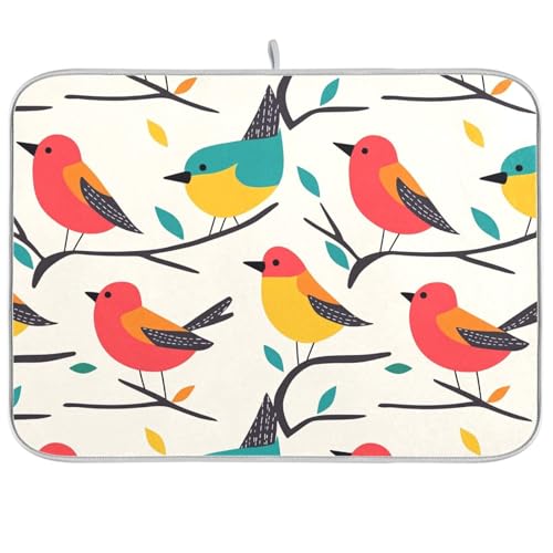 Geschirrmatte mit lebhaftem Vogeldruck, Abtropfmatte für Küchentheke, Abtropfgestell, Stoff, wasserabsorbierende Pads für Küche, 40,6 x 45,7 cm Geschirrmatte mit lebhaftem Vogeldruck, Abtropfmatte für Küchentheke, Abtropfgestell, Stoff, wasserabsorbierende Pads für Küche, 40,6 x 45,7 cm von famyily