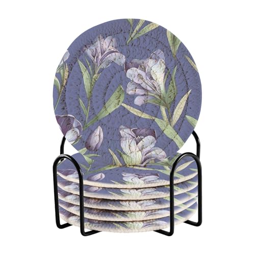 Lila Blume Untersetzer Untersetzer für Getränke und Halter 6er Set Tisch Cup Untersetzer Untersetzer für Holztisch von famyily