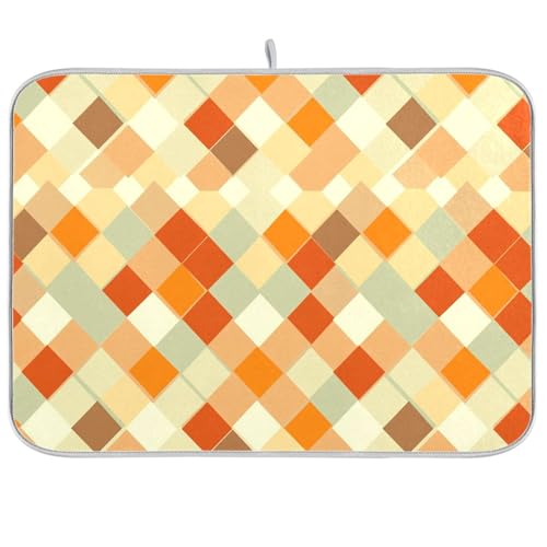 Rhomboid Orange Neutral Abtropfmatte Küche Theke Matte Arbeitsplatte Matte Trockner Küche 45,7 x 61 cm von famyily