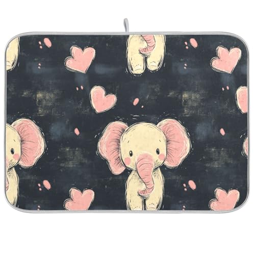 Sweet Elephant Abtropfmatte, trendiger Stil, rosa, Küchentheke, Abtropfgestell, Tablett, saugfähig, 45,7 x 61 cm Sweet Elephant Abtropfmatte, trendiger Stil, rosa, Küchentheke, Abtropfgestell, Tablett, saugfähig, 45,7 x 61 cm von famyily