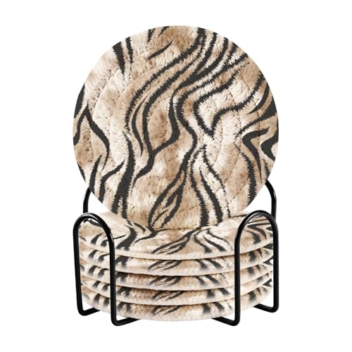 Tigers Textur-absorbierende Untersetzer für Getränke und Halter, Set mit 6 Untersetzern für Büro, Einweihungsgeschenk Tigers Textur-absorbierende Untersetzer für Getränke und Halter, Set mit 6 Untersetzern für Büro, Einweihungsgeschenk von famyily