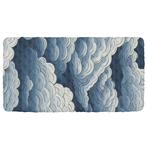 Ukiyo-e Luftmatratzen-Bettlaken für Kleinkinder, weich und bequem, für Kinderbett, zusammenklappbar, für kleine Räume, 127 x 63 cm, Blau von famyily