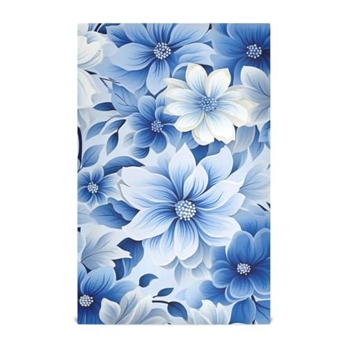 famyily Ästhetische blaue Blumen Geschirrtassen Küchentücher Handtuch Mikrofaser Baumwolle Frottee Geschirrtücher Küche Krawatte Handtücher Sommer wiederverwendbar Valentinstag 71,1 x 45,7 cm Set mit von famyily