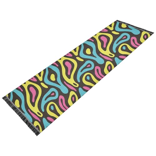 famyily Farbenfroher Boho-Blumen-Läufer, waschbar, rutschfest, Küchenmatte, Quaste, Bodenmatten für Flur, Küche, Schlafzimmer, Wohnzimmer, Heimdekoration von famyily