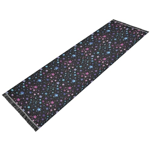 famyily Glitzerstern-Wohnzimmerläufer, waschbar, rutschfest, Badezimmerteppich, Quastenbereich, Teppiche für Flur, Eingangsbereich, Büro, Heimdekoration von famyily
